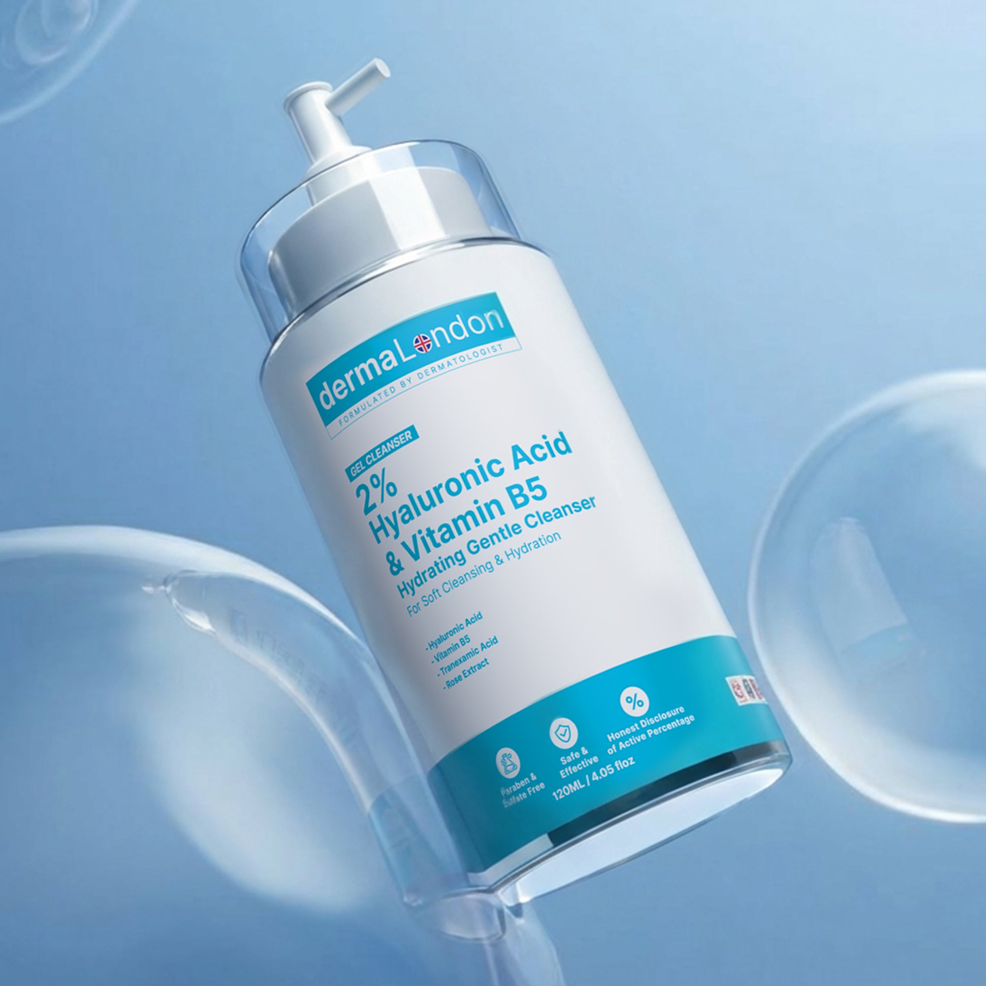 2% Hyaluronic Acid & Vitamin B5 Hydrating Gentle Cleanser with Tranexamic Acid (120ml)