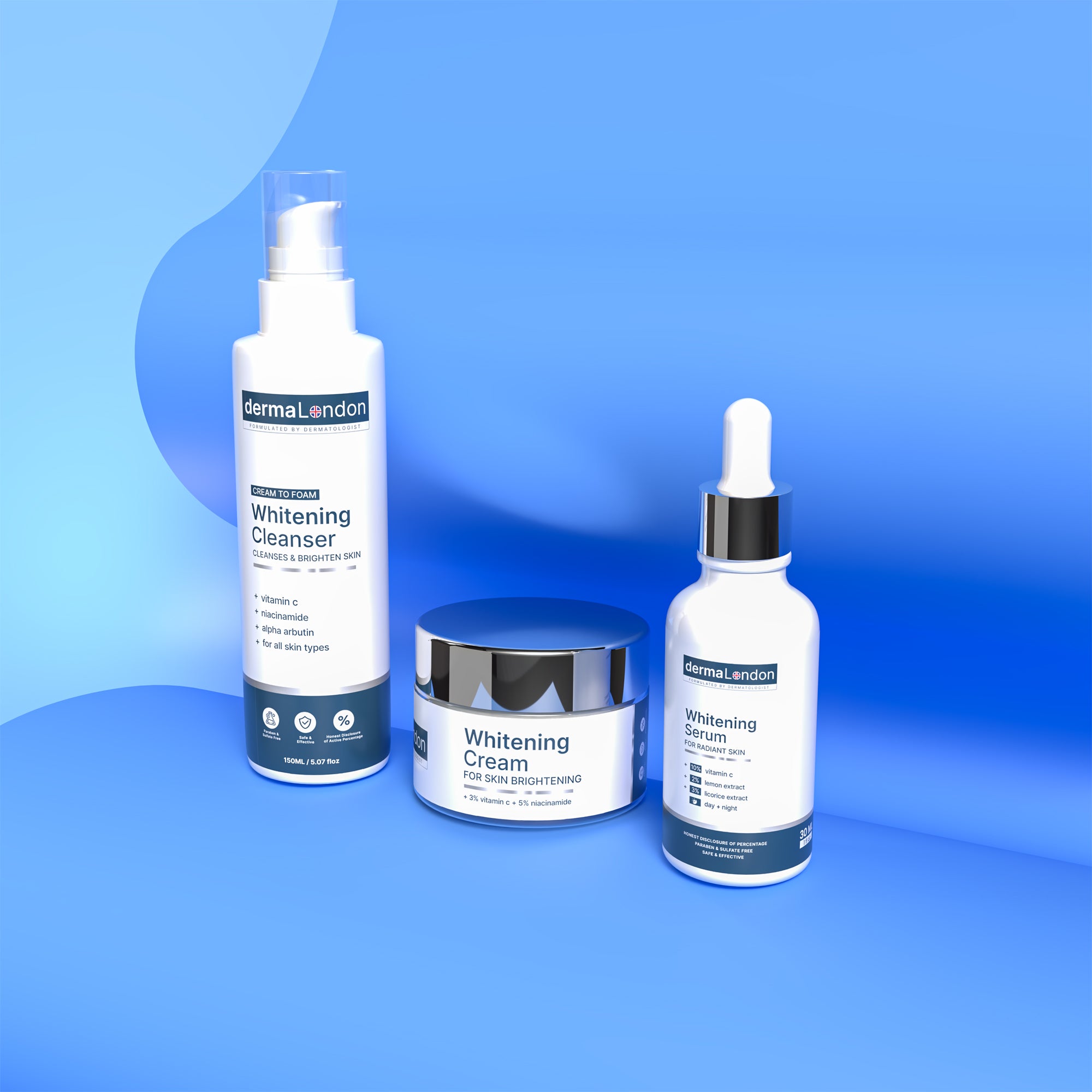 Ultimate Skin Brightening Kit - Cleanser, Vitamin C Serum & Whitening Cream