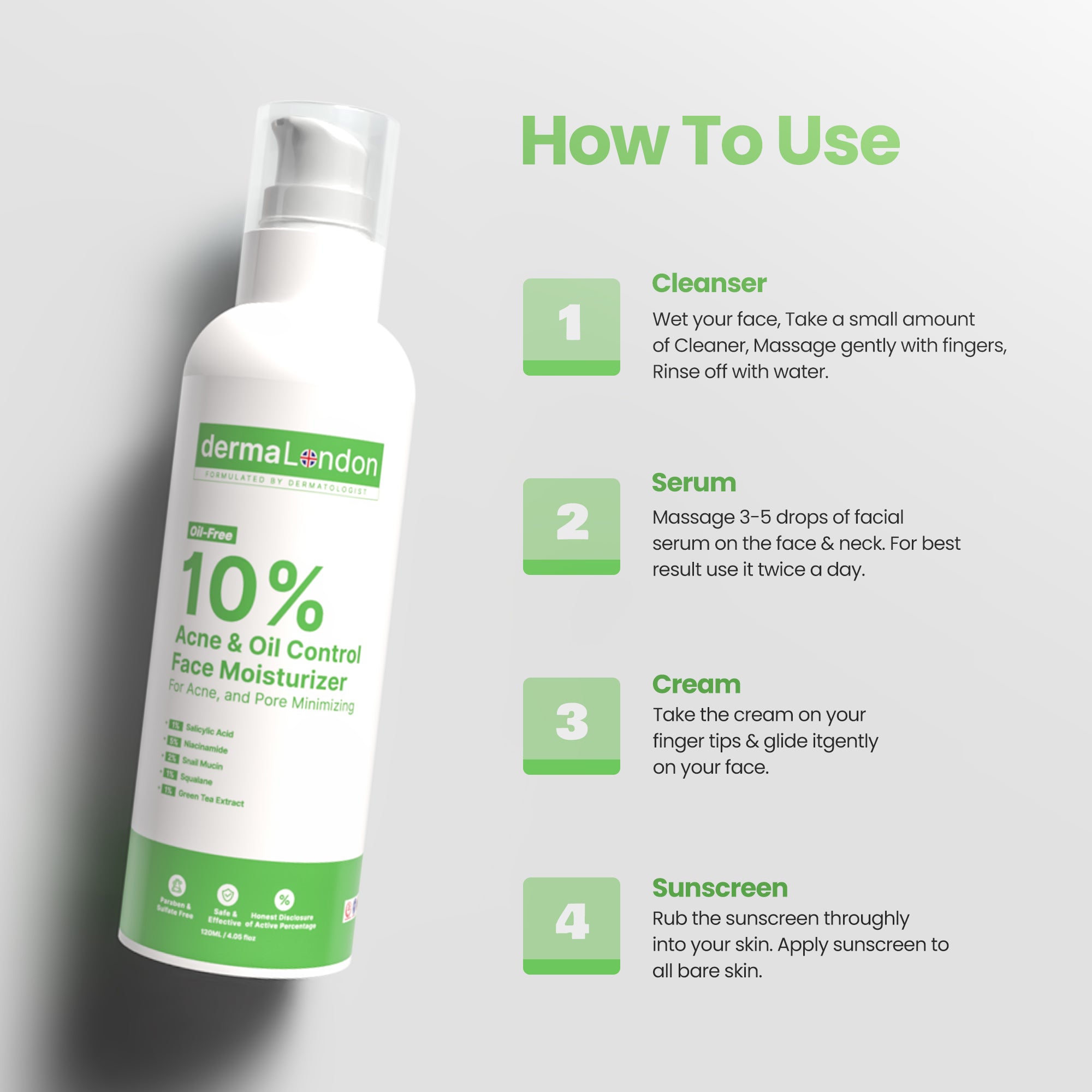 Acne Care & Sun Protection Kit – Salicylic Cleanser, Serum, Oil-Control Moisturizer & SPF 50 Sunscreen