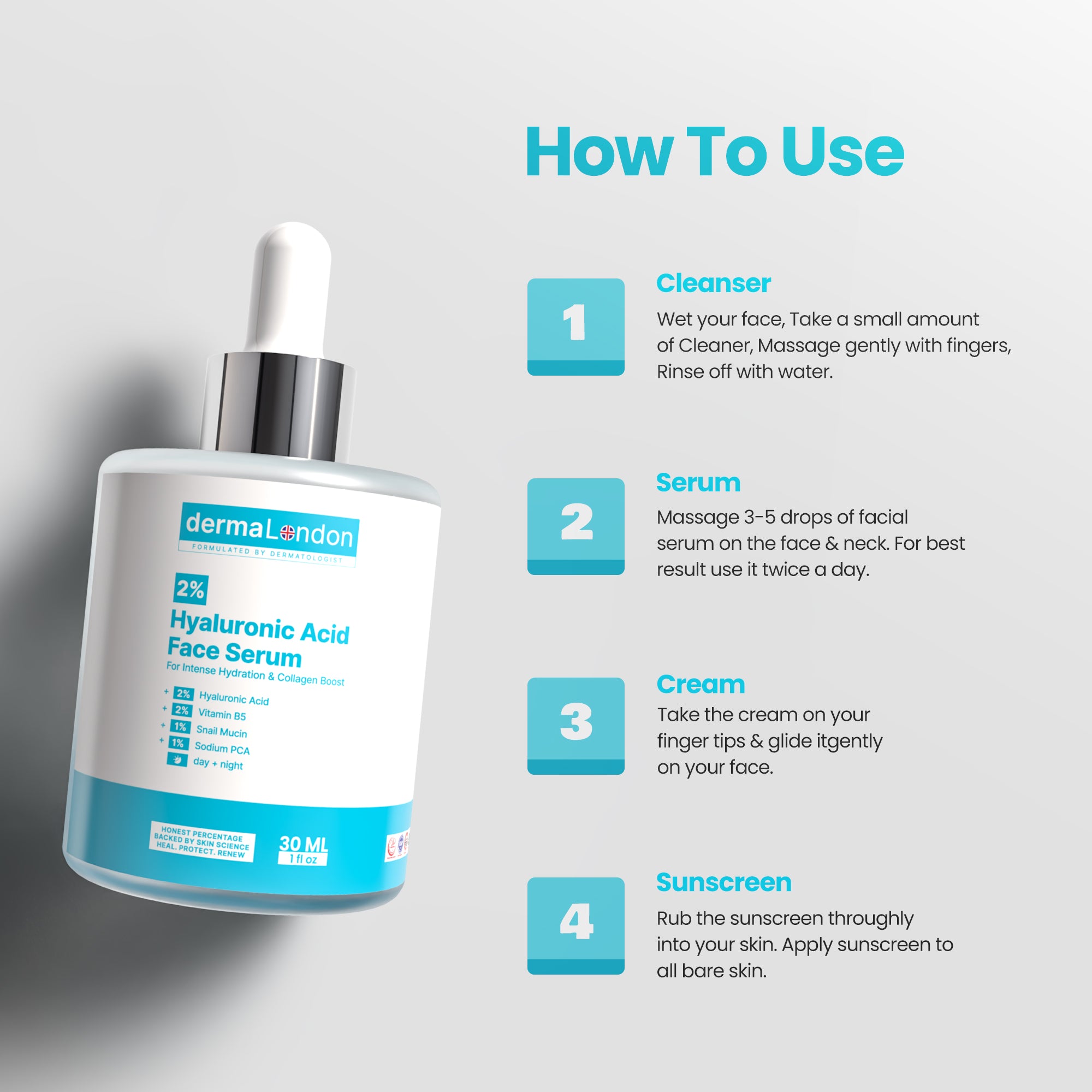 Hyaluronic Acid Serum for Dry Skin, Hydration & Glowing Skin