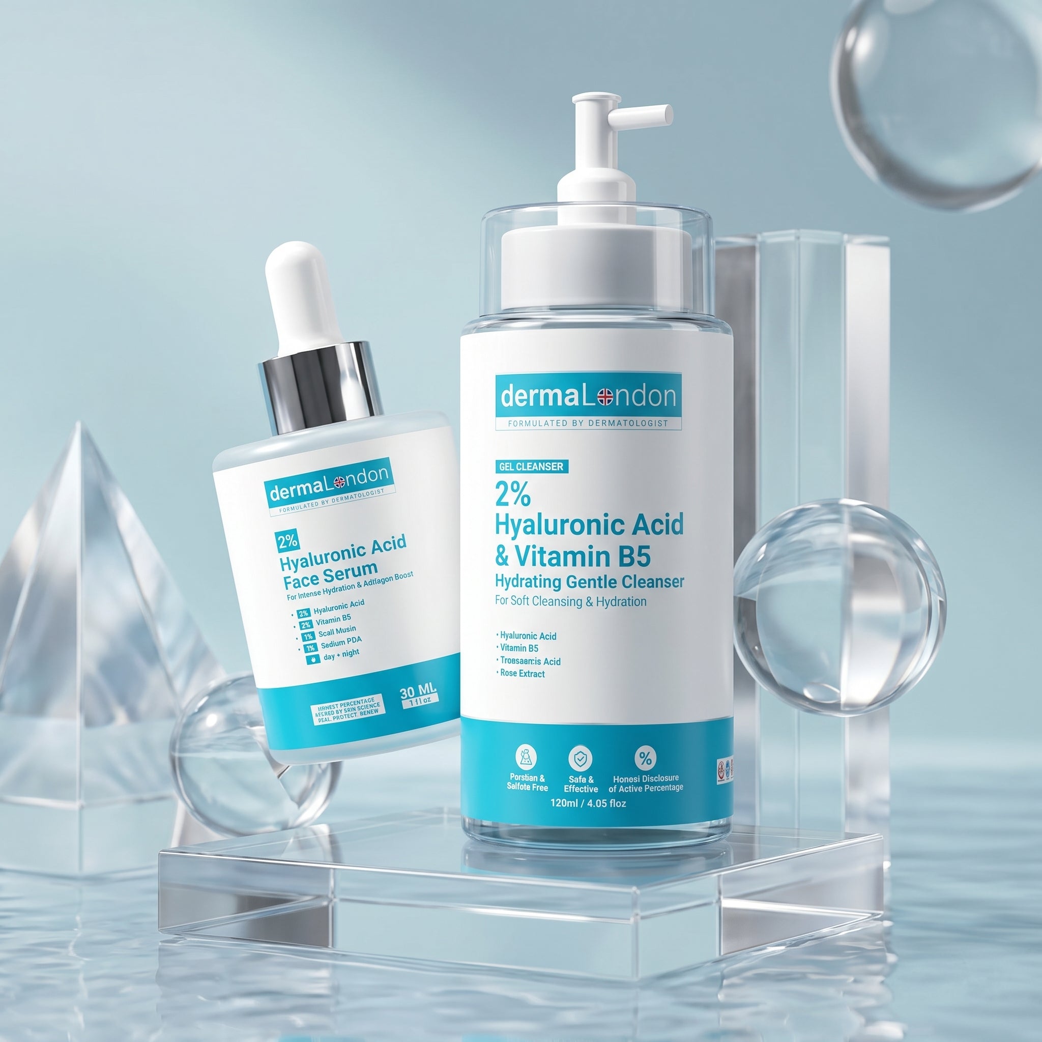 Hydra Boost Duo – Hyaluronic Acid Cleanser & Serum for Deep Hydration & Plump, Glowing Skin