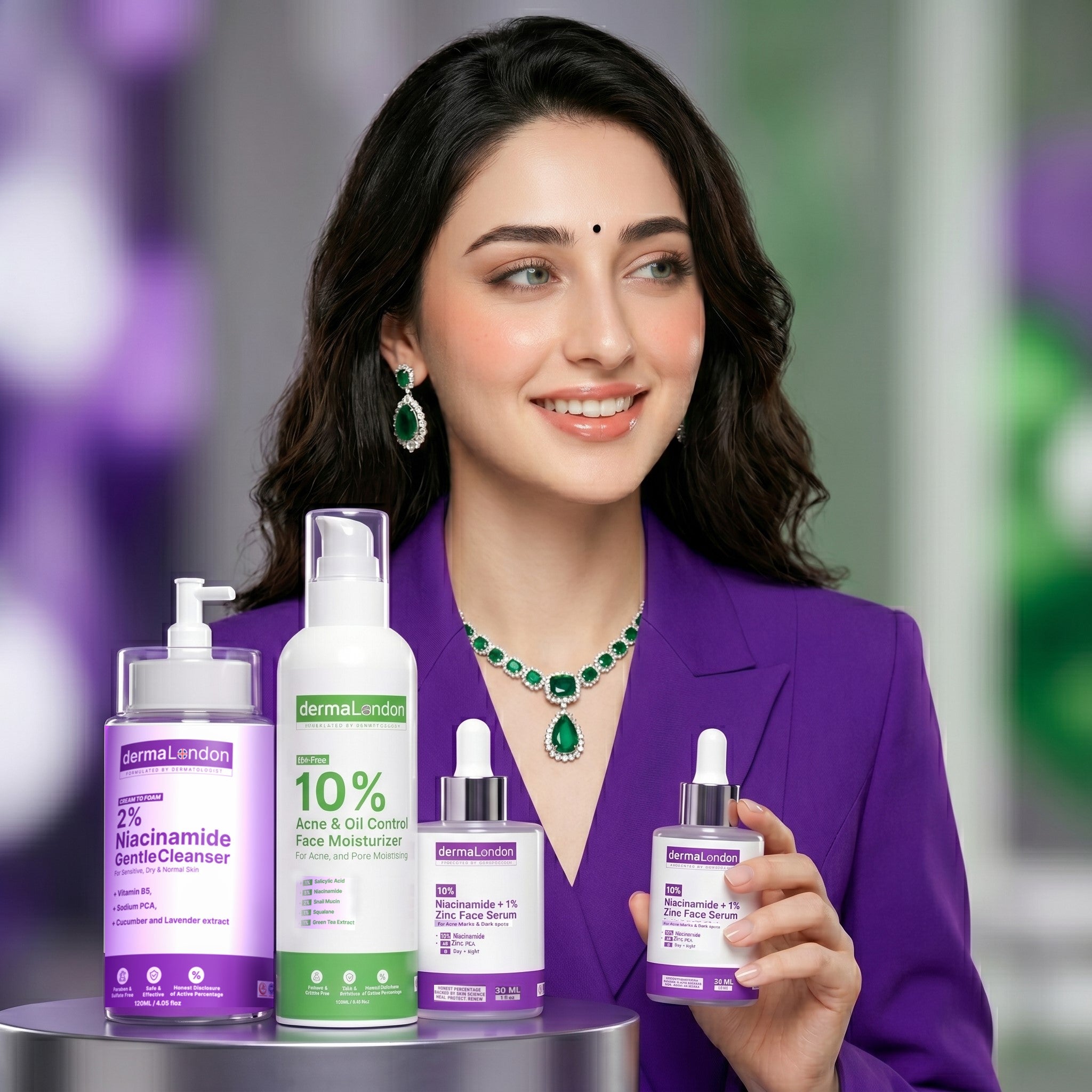 Pore-Refining & Post-Acne Skin Repair Set – Niacinamide + Zinc Serum, Acne Control Moisturizer & Gentle Cleanser for Smooth, Hydrated & Even Skin