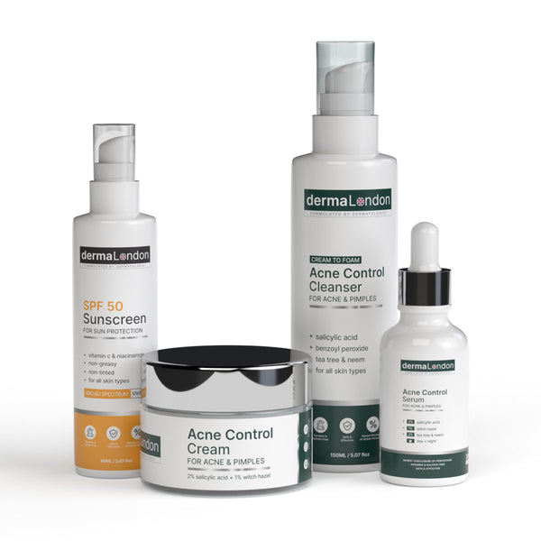 Acne Control Cleanser Serum Cream Sunscreen Kit with Vitamin C & Niacinamide
