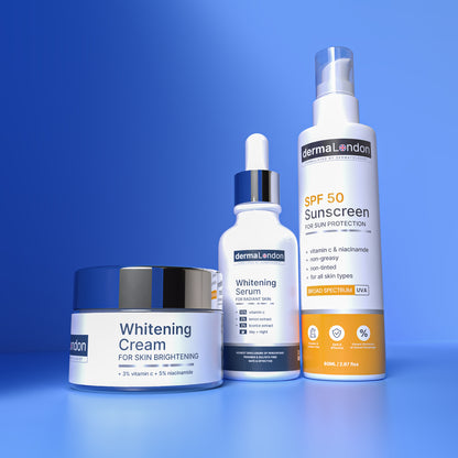 Skin Brightening &amp; Protection Kit– Whitening Cream, Vitamin C Serum &amp; SPF 50 Sunscreen