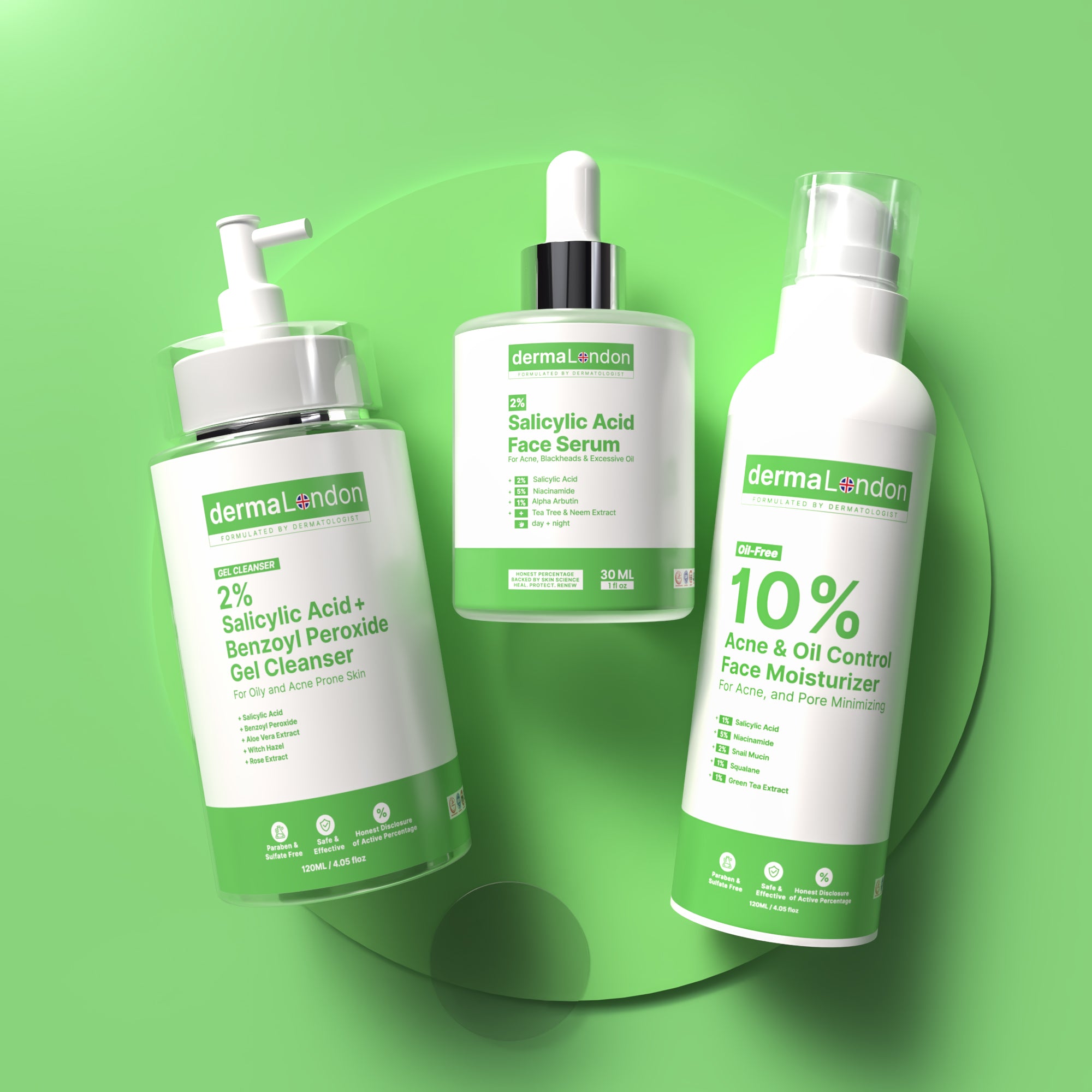 Salicylic Acid Acne Control Kit – Salicylic Acid Cleanser, Serum &amp; Oil-Free Moisturizer (3-Step Routine)