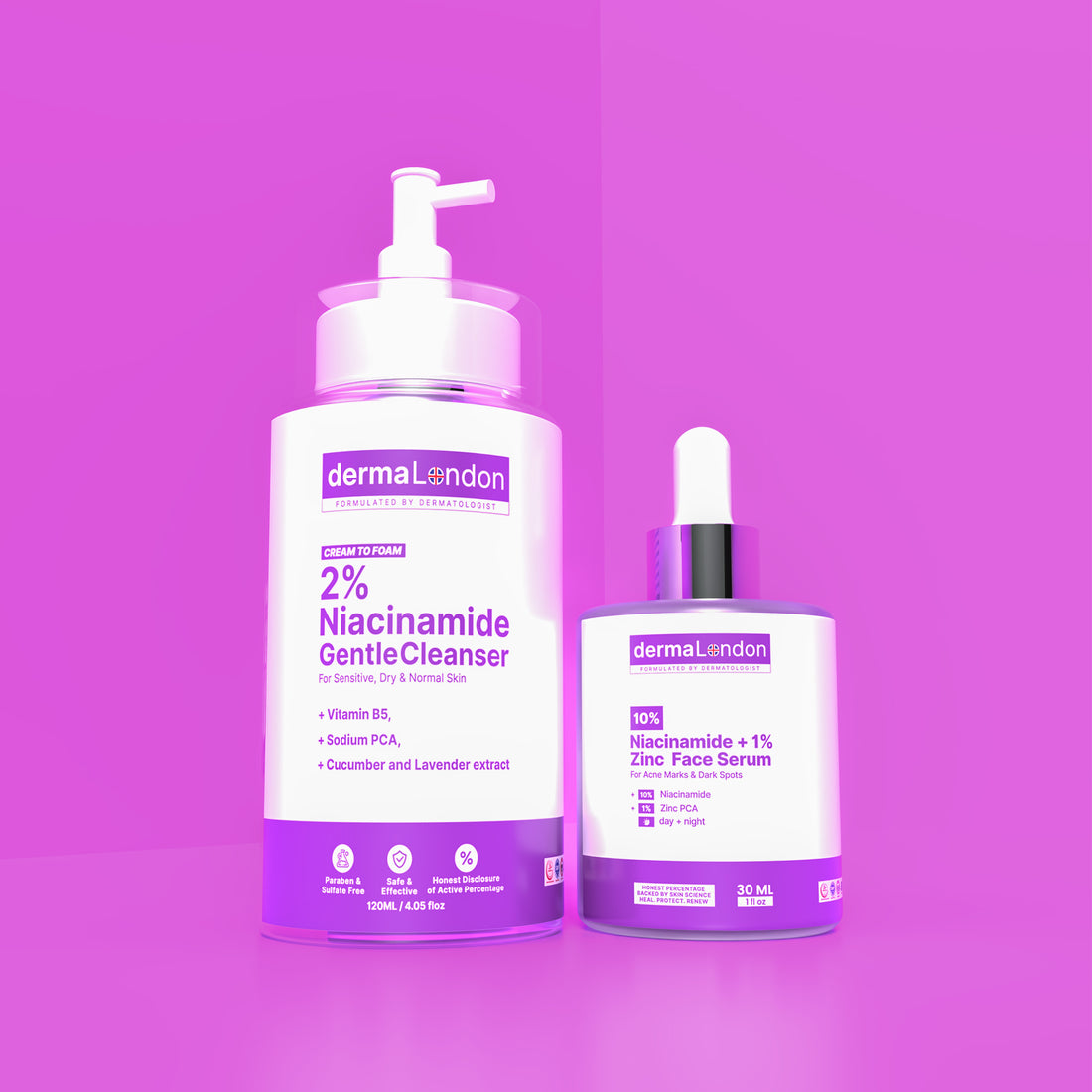 Acne Marks &amp; Pore Perfecting Duo – Niacinamide Cleanser + Zinc Serum