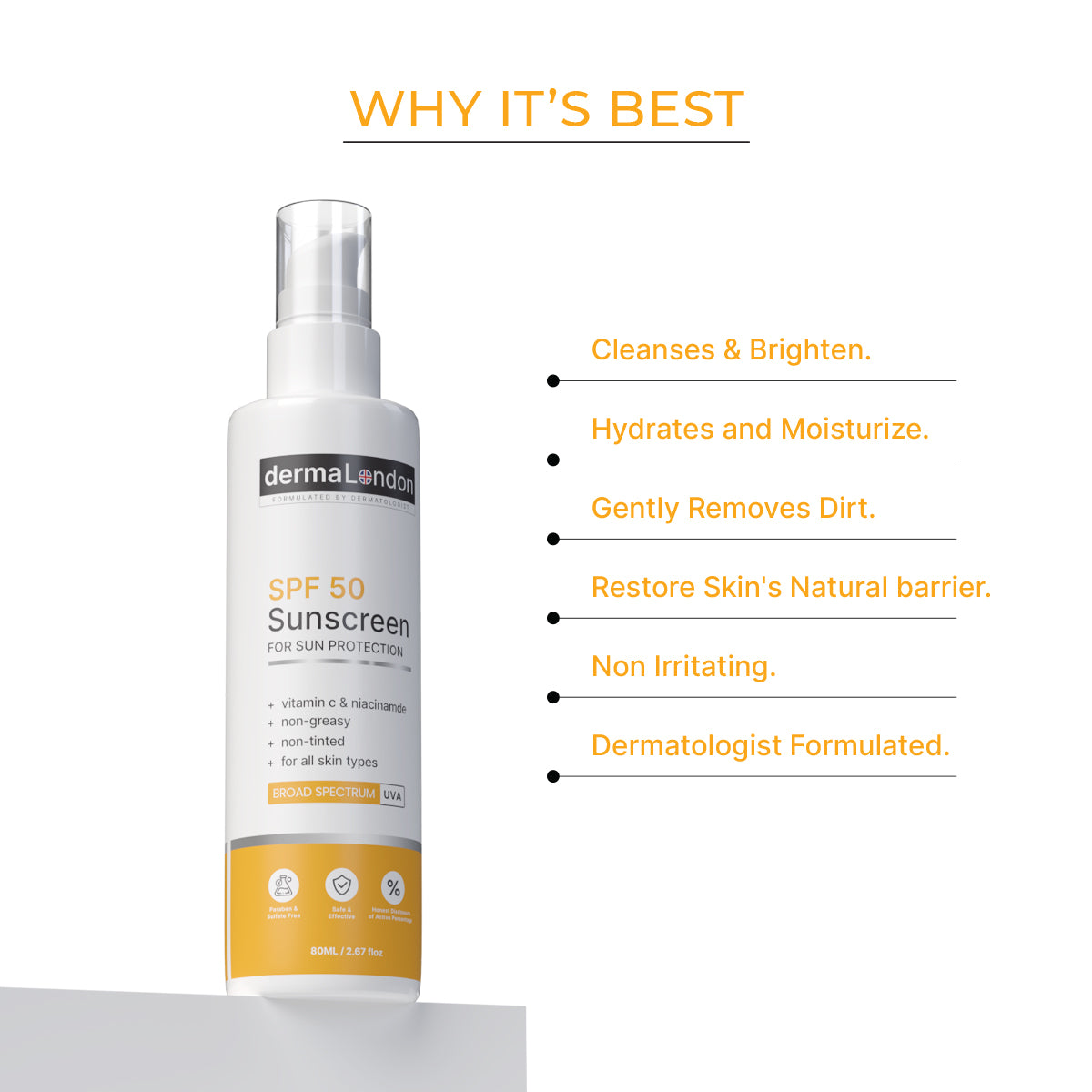 SPF 50 Sun Protection Sunscreen with Vitamin C &amp; Niacinamide - 80ml