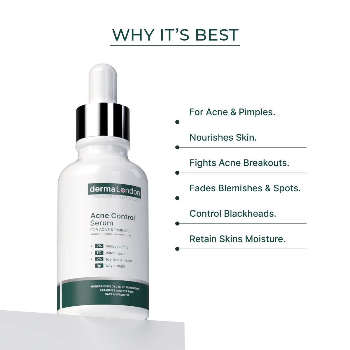 Acne Control Serum with 2% Salicylic Acid &amp; 1% Witch Hazel - 30ml