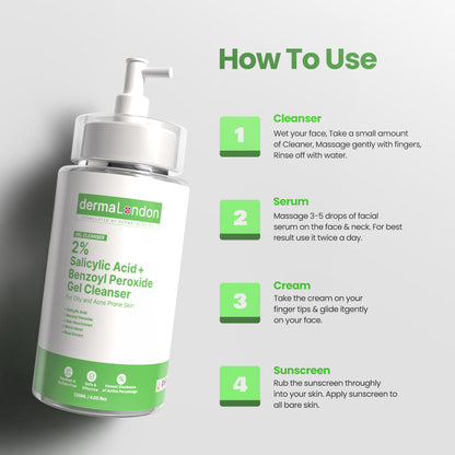 Salicylic Acid Acne Control Kit – Salicylic Acid Cleanser, Serum &amp; Oil-Free Moisturizer (3-Step Routine)