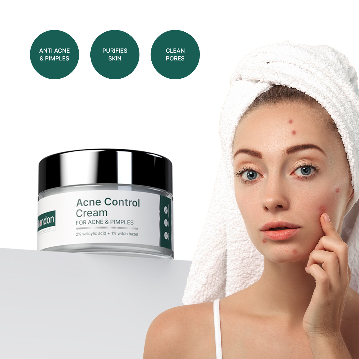 Acne Control Cream with 2% Salicylic Acid &amp; Witch Hazel - 50G