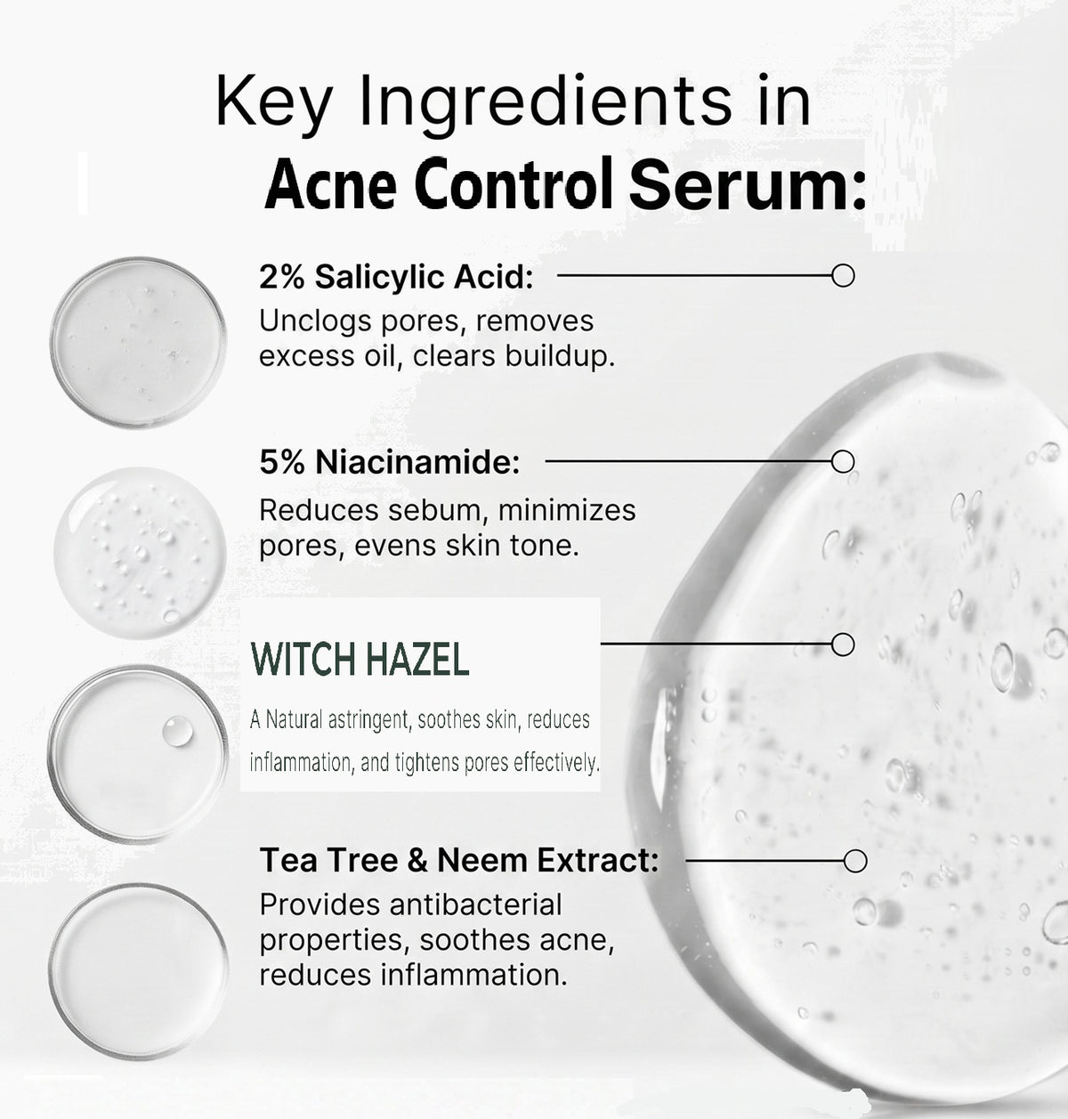 Acne Control Serum with 2% Salicylic Acid &amp; 1% Witch Hazel