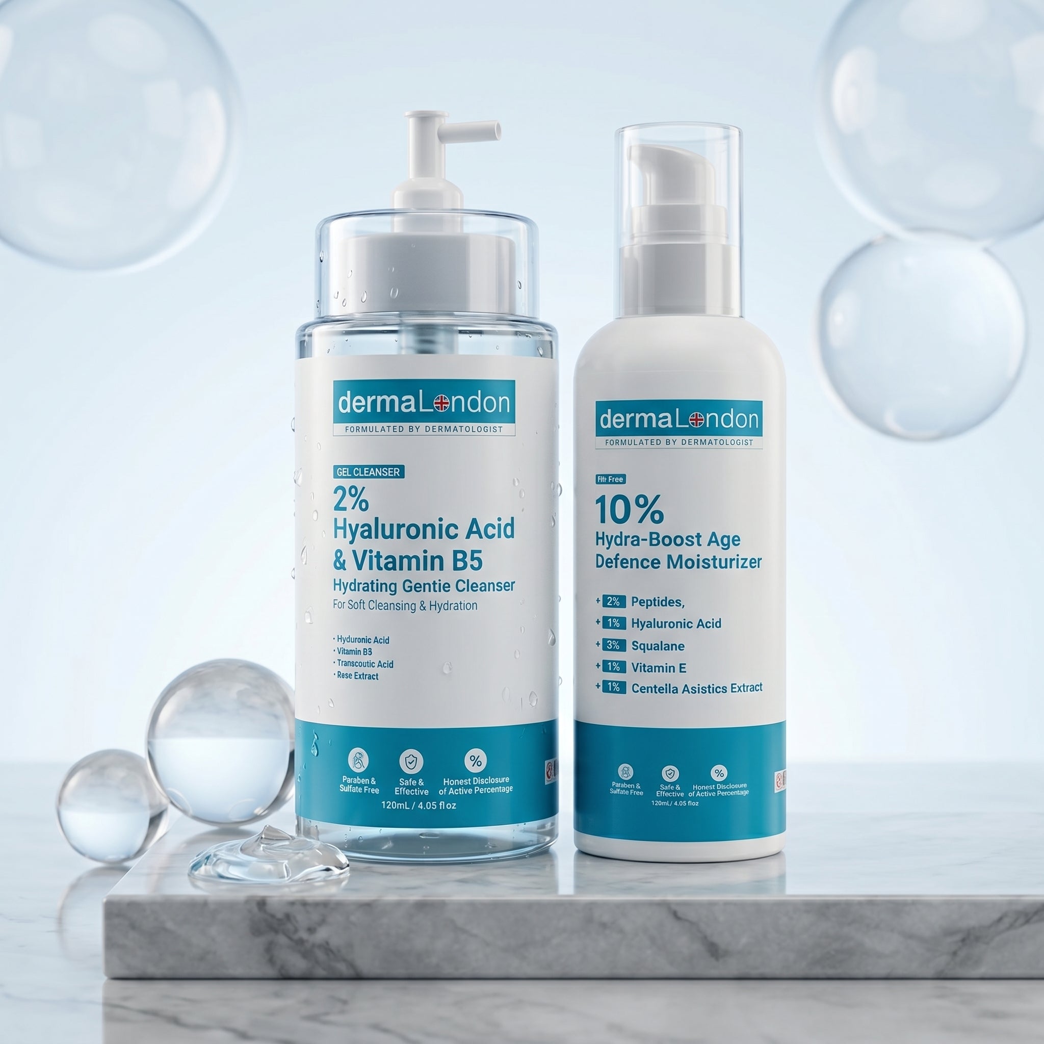 Hydra-Boost &amp; Age Defense Duo – Hyaluronic Acid Cleanser &amp; Age Defence Moisturizer for Soft, Firm &amp; Youthful Skin