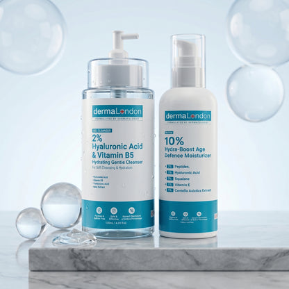 Hydra-Boost &amp; Age Defense Duo – Hyaluronic Acid Cleanser &amp; Age Defence Moisturizer for Soft, Firm &amp; Youthful Skin