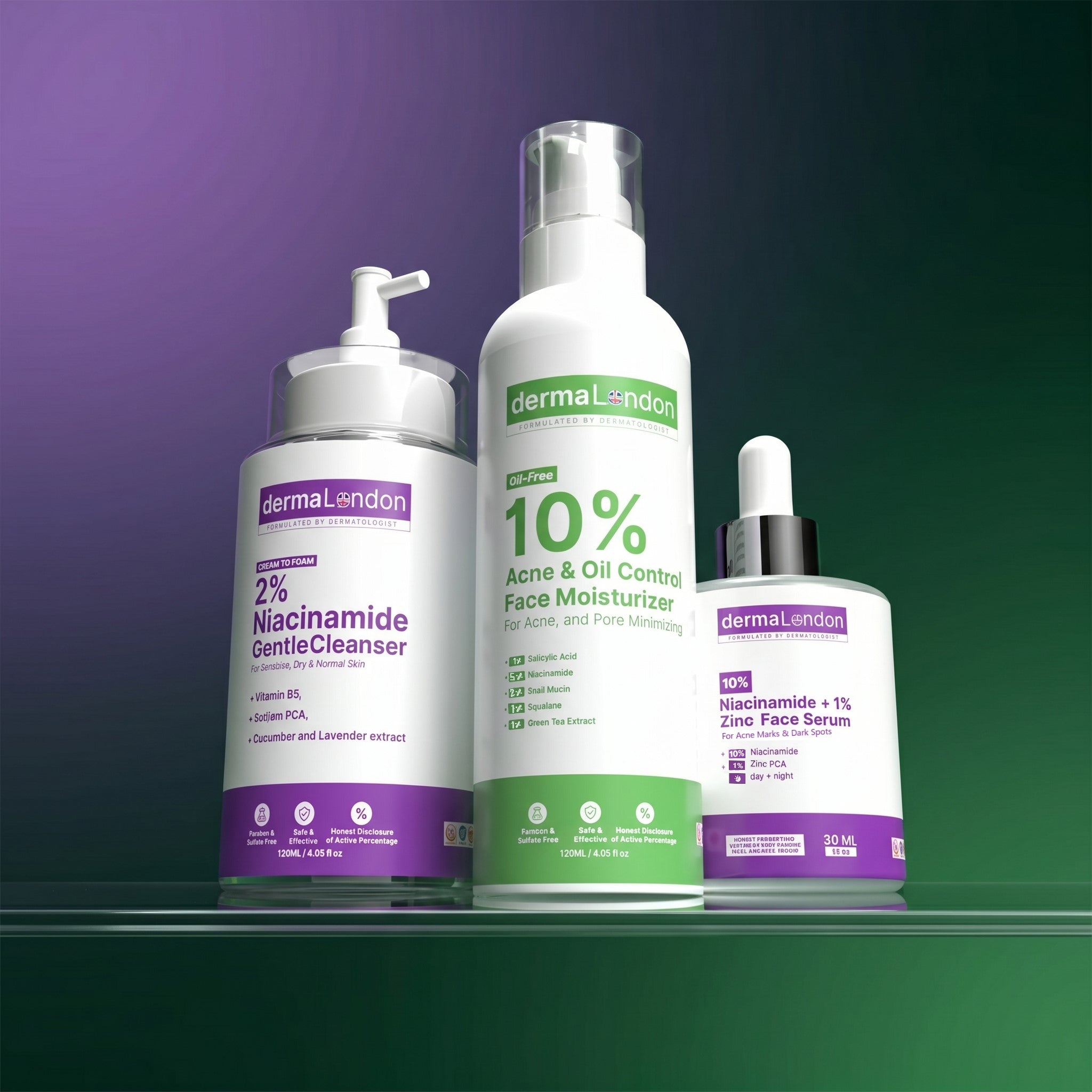 Pore-Refining &amp; Post-Acne Skin Repair Set – Niacinamide + Zinc Serum, Acne Control Moisturizer &amp; Gentle Cleanser for Smooth, Hydrated &amp; Even Skin