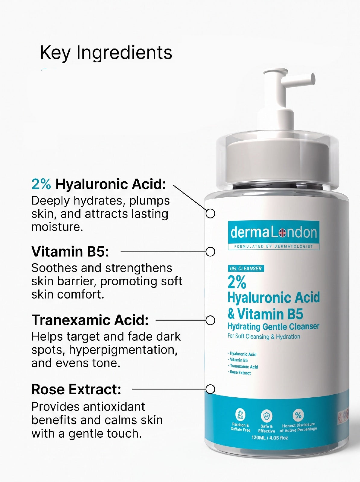 2% Hyaluronic Acid &amp; Vitamin B5 Hydrating Gentle Cleanser with Tranexamic Acid (120ml)