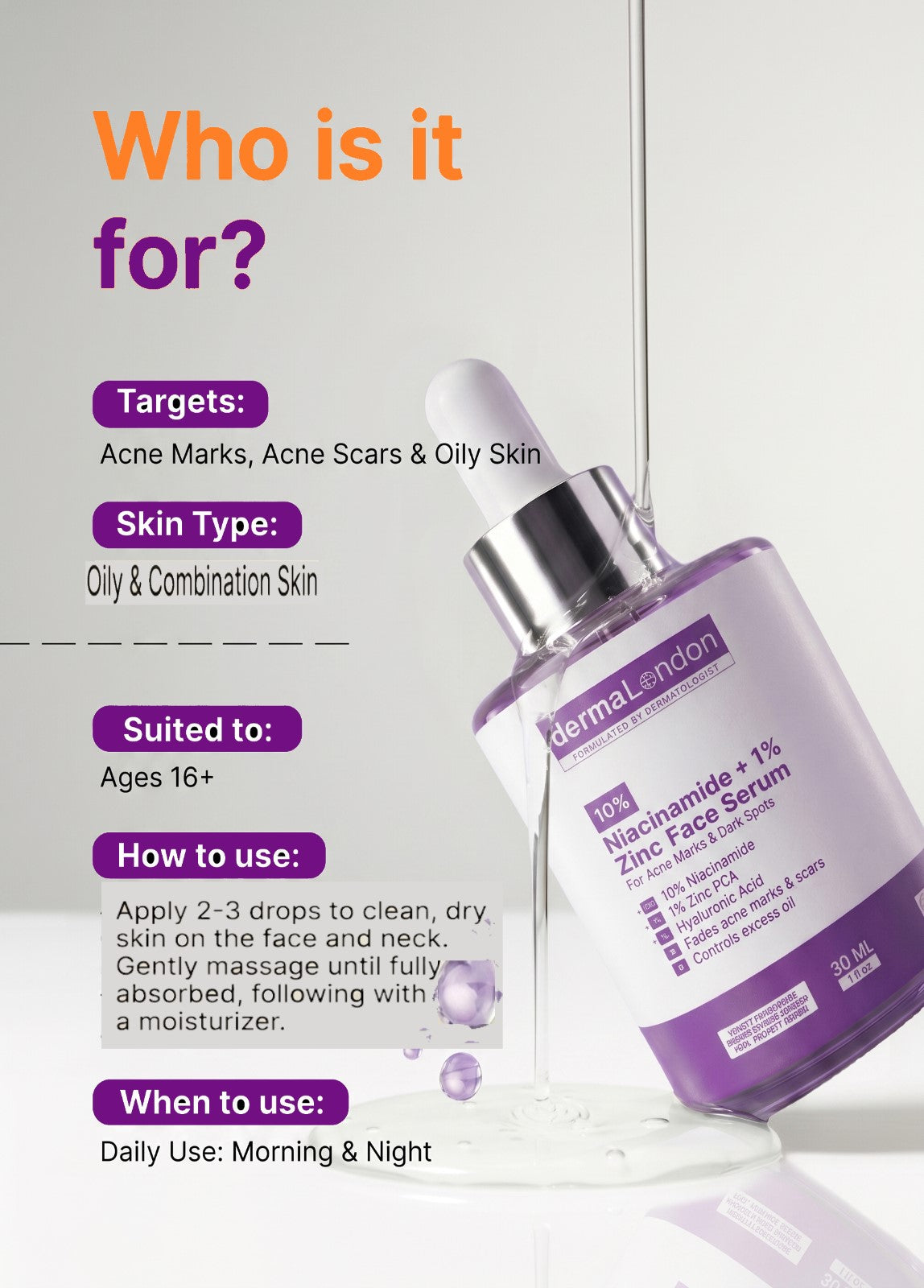 10% Niacinamide + Zinc Face Serum – Oil Control &amp; Acne Marks Solution