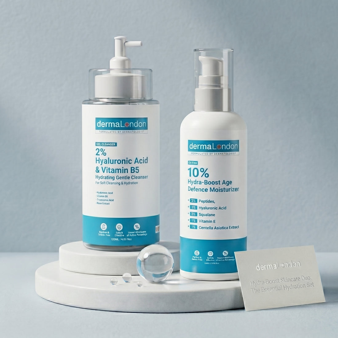 Hydra-Boost &amp; Age Defense Duo – Hyaluronic Acid Cleanser &amp; Age Defence Moisturizer for Soft, Firm &amp; Youthful Skin