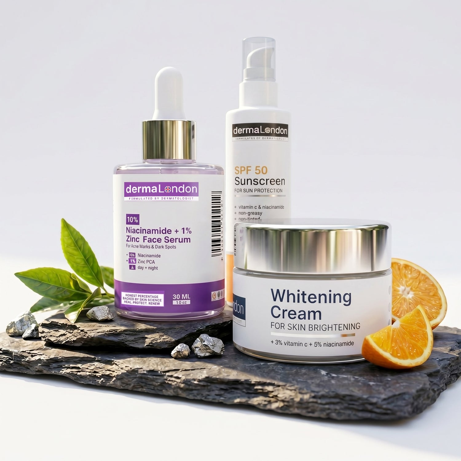 Daily Skin Renewal &amp; Glow Defense Kit - Niacinamide Serum, Whitening Cream &amp; SPF 50+ Sunscreen