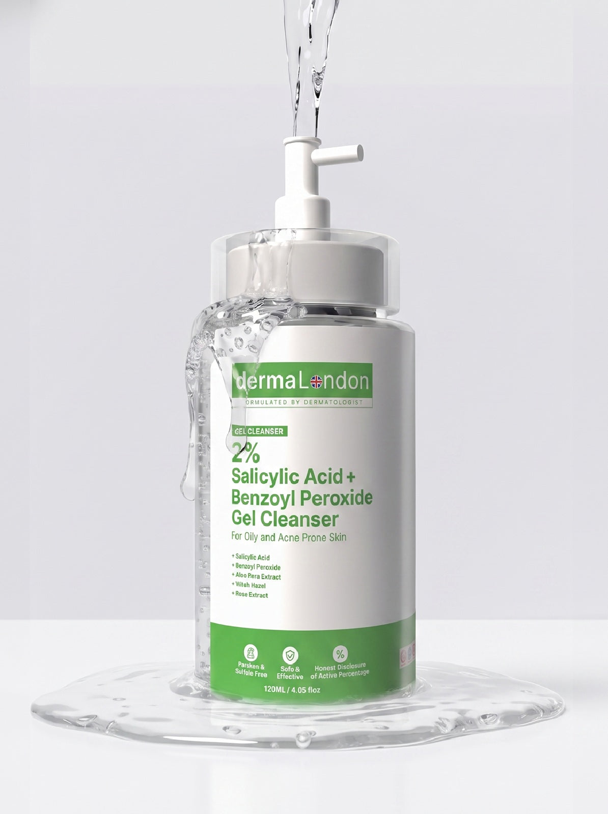 2% Salicylic Acid + Benzoyl Peroxide Gel Cleanser for Acne &amp; Oily Skin (120ml)