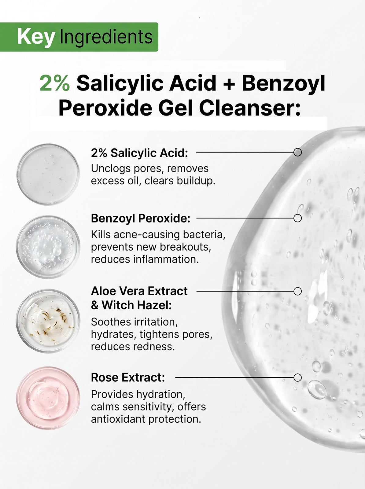 2% Salicylic Acid + Benzoyl Peroxide Gel Cleanser for Acne &amp; Oily Skin (120ml)