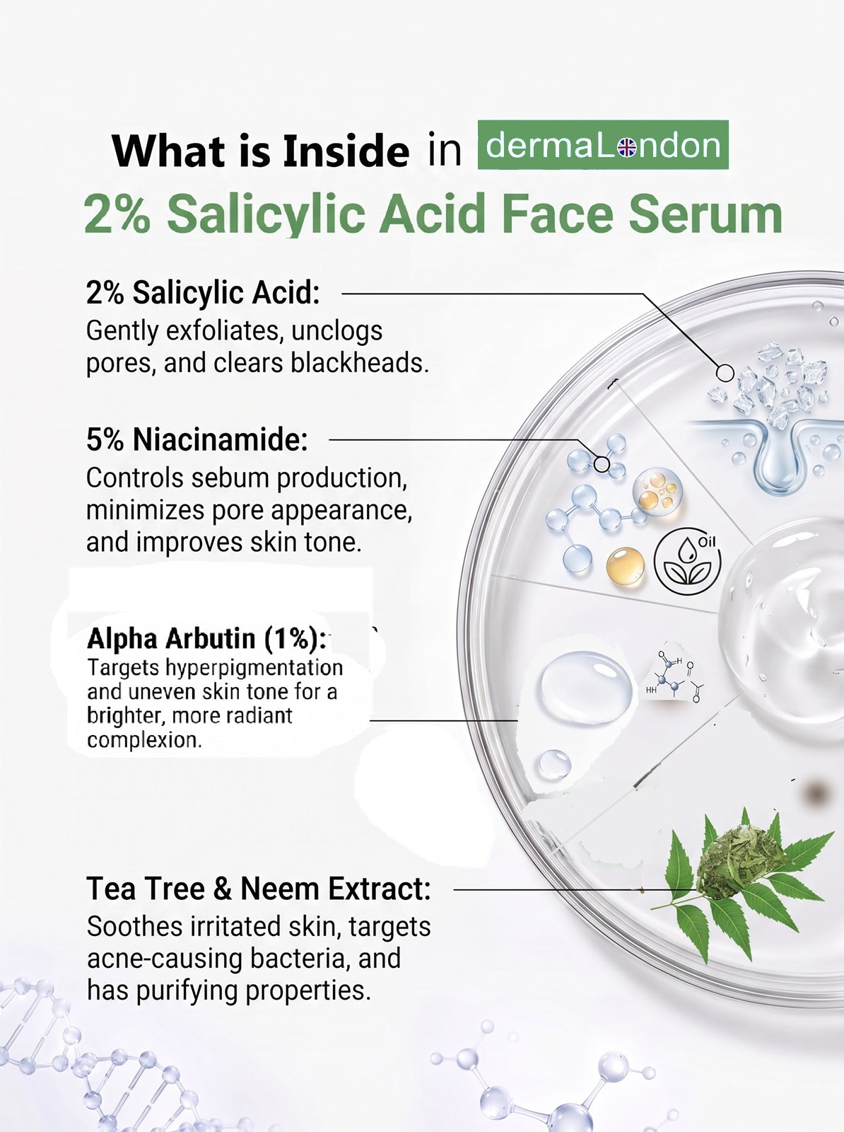 2% Salicylic Acid Face Serum with Niacinamide &amp; Alpha Arbutin – Acne, Oil &amp; Blackheads Control (30ml)