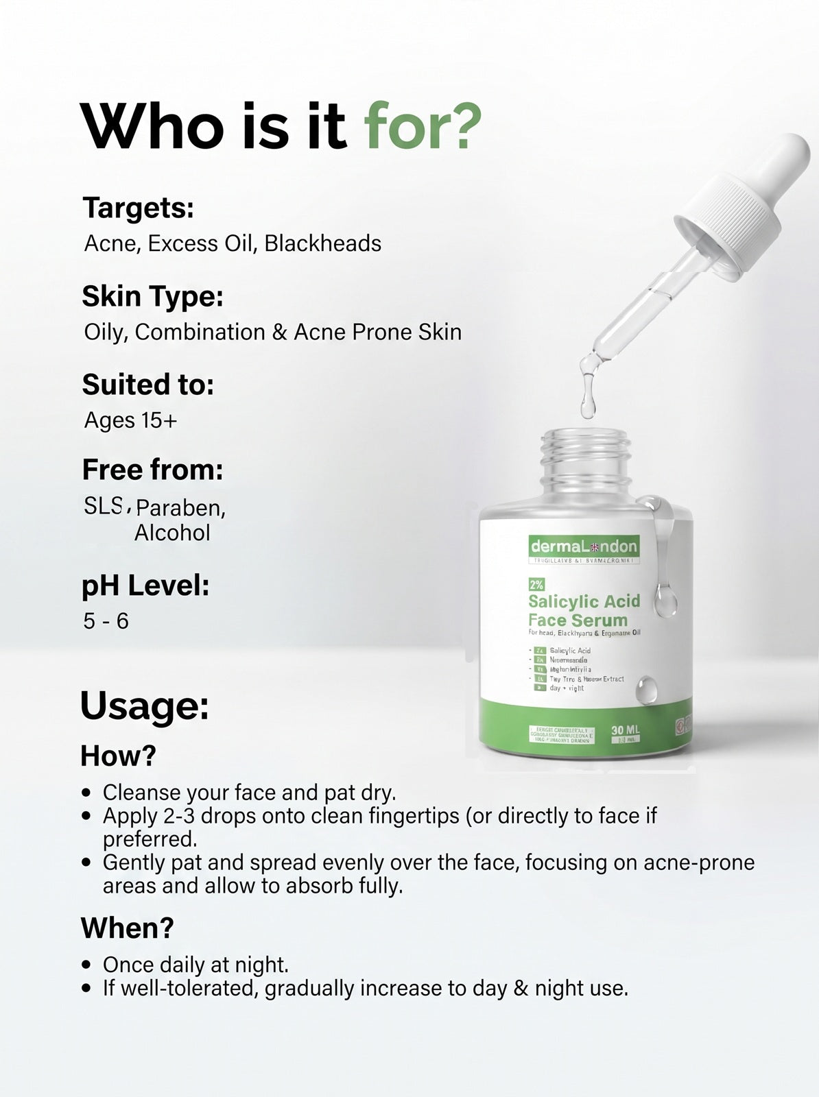 2% Salicylic Acid Face Serum with Niacinamide &amp; Alpha Arbutin – Acne, Oil &amp; Blackheads Control (30ml)