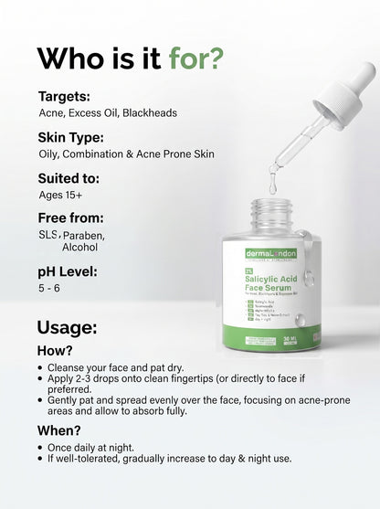 2% Salicylic Acid Face Serum with Niacinamide &amp; Alpha Arbutin – Acne, Oil &amp; Blackheads Control (30ml)