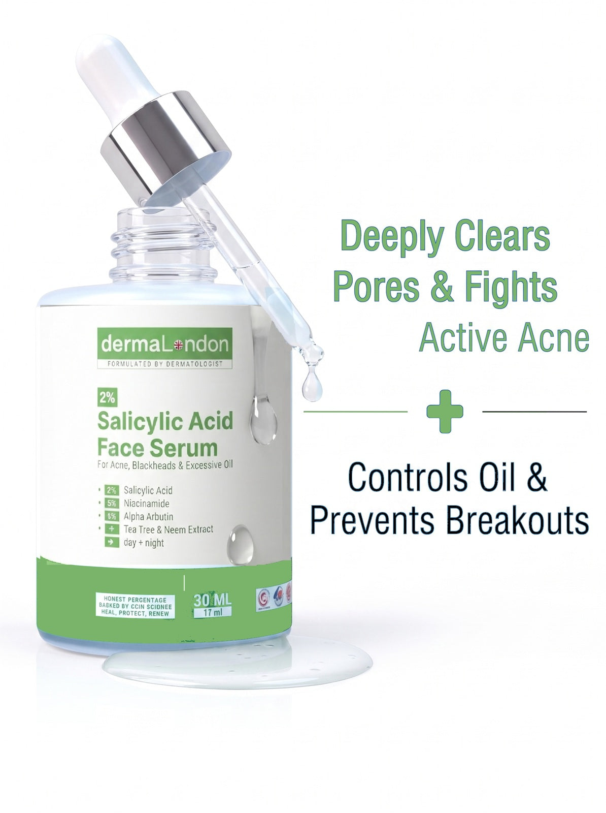 2% Salicylic Acid Face Serum with Niacinamide &amp; Alpha Arbutin – Acne, Oil &amp; Blackheads Control (30ml)