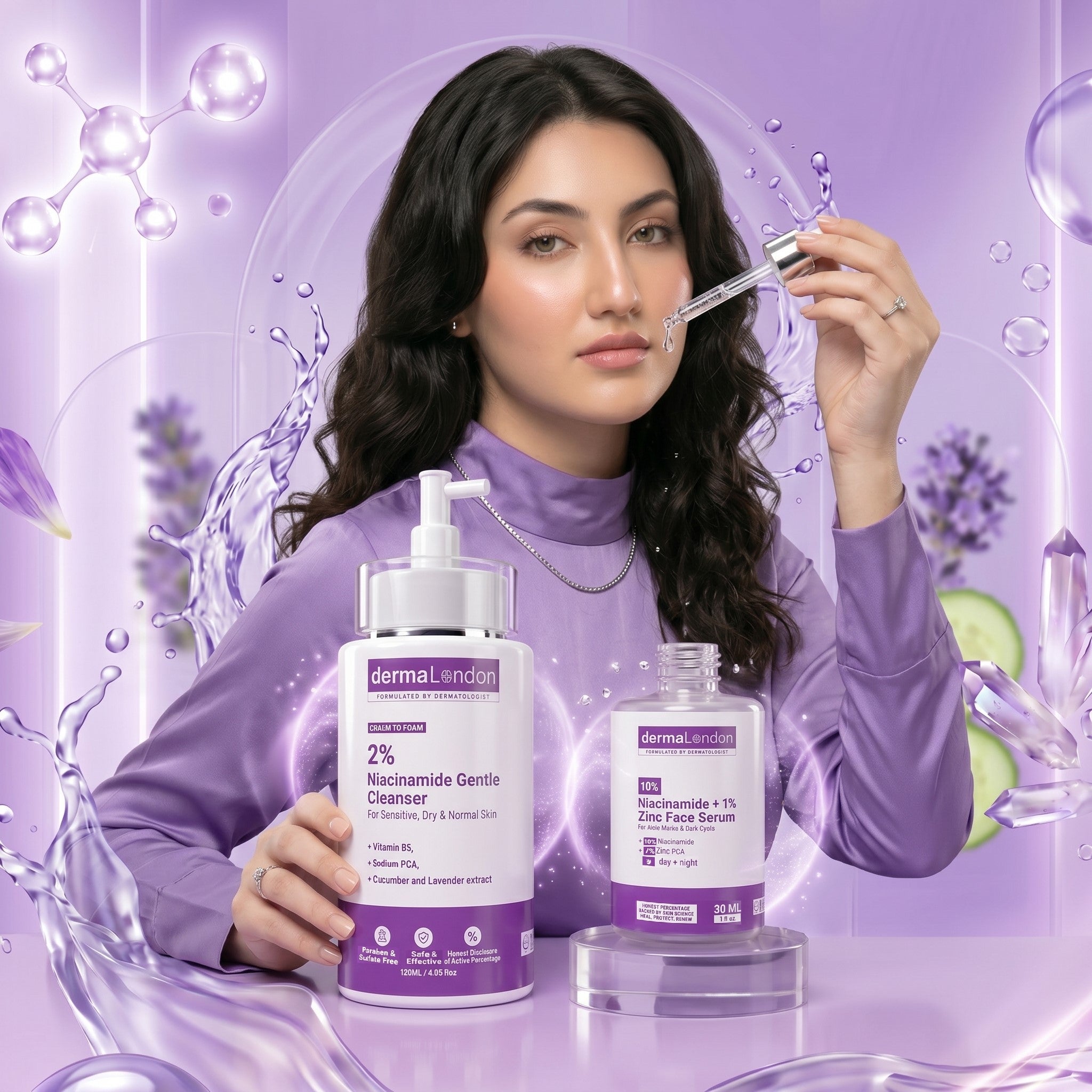 Acne Marks &amp; Pore Perfecting Duo – Niacinamide Cleanser + Zinc Serum