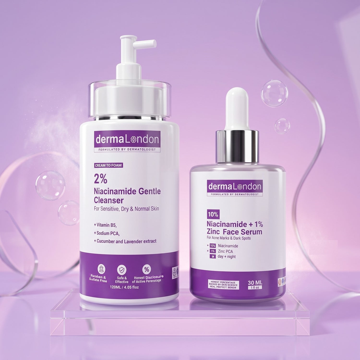 Acne Marks &amp; Pore Perfecting Duo – Niacinamide Cleanser + Zinc Serum