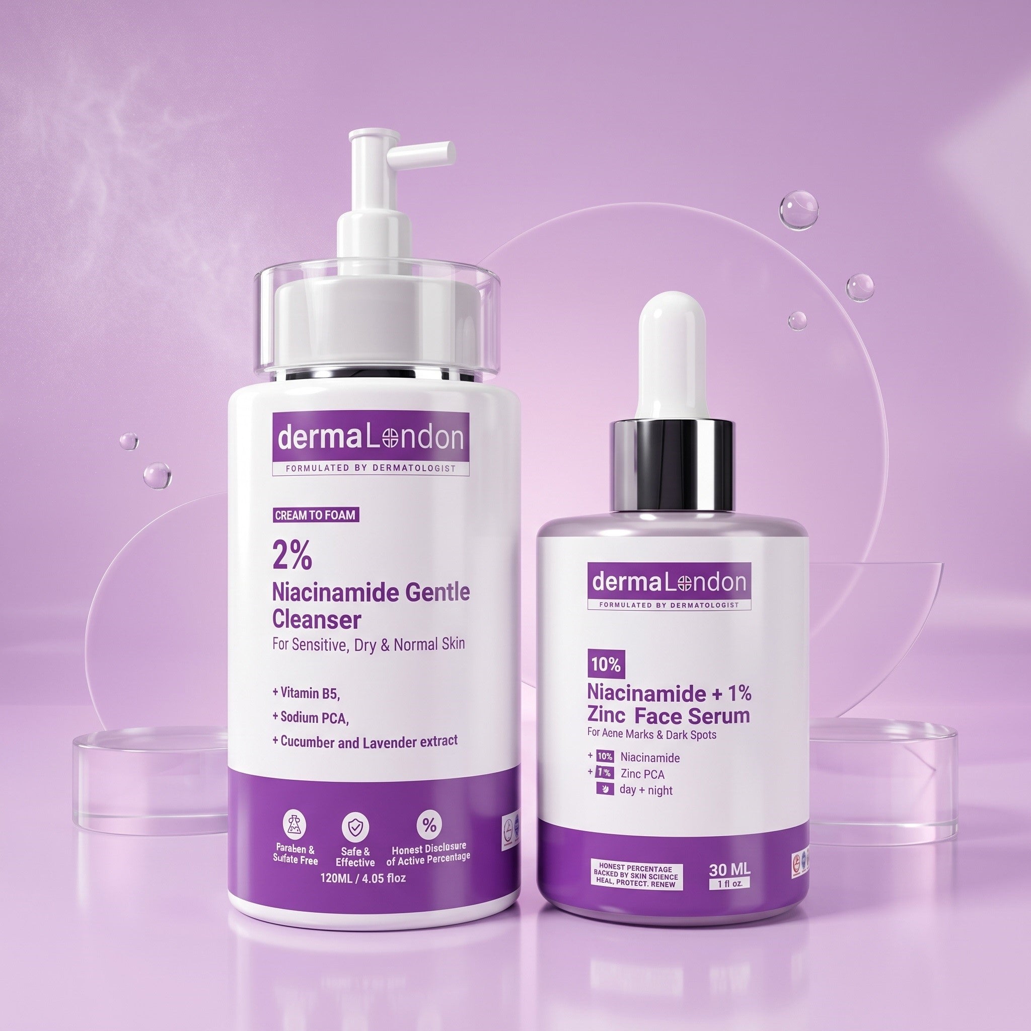 Acne Marks &amp; Pore Perfecting Duo – Niacinamide Cleanser + Zinc Serum