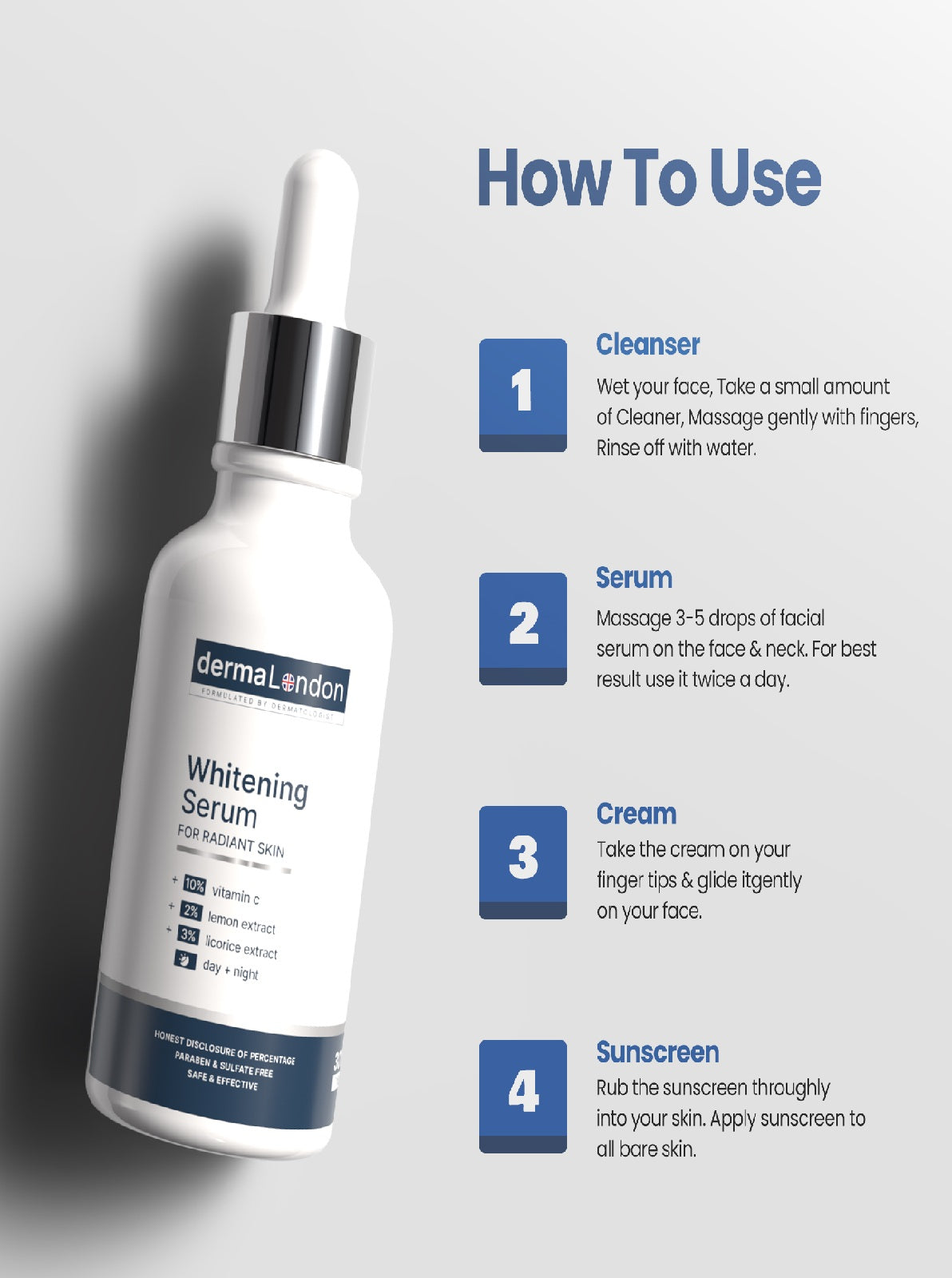 Skin Whitening Serum with 10% Vitamin C &amp; 2% Lemon Extract - 30ML