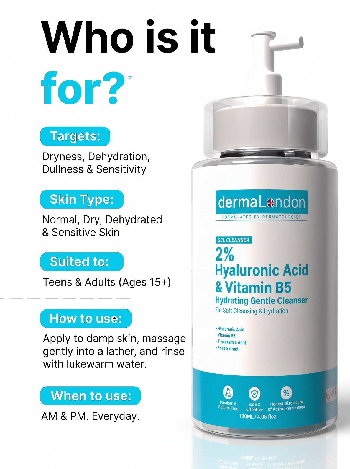 2% Hyaluronic Acid &amp; Vitamin B5 Hydrating Gentle Cleanser with Tranexamic Acid (120ml)
