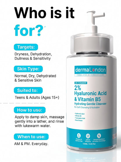 2% Hyaluronic Acid &amp; Vitamin B5 Hydrating Gentle Cleanser with Tranexamic Acid (120ml)