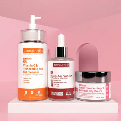 Blemishes &amp; Dark Spot Correction Trio – Vitamin C Cleanser, Mandelic Acid Serum &amp; Anti-Spot Glow Cream